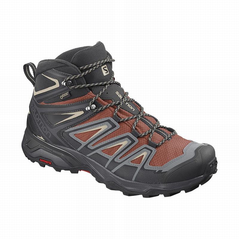 Salomon X ULTRA 3 MID GORE-TEX Botas De Montaña Hombre - Rojas Oscuro / Negras - Colombia (46085-LEG